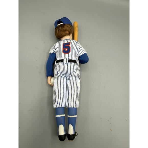 Vintage Baseball Player Doll Grand Slammers #5 Porcelain Figure w Bat Ball Hat - Picture 2 of 5
